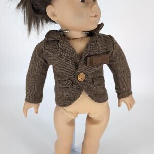 Unbranded Brown Herringbone Doll Long Sleeve Blazer Jacket for 18" Dolls - GUC